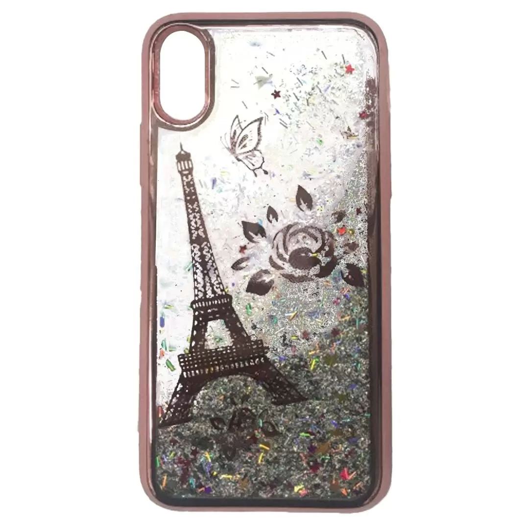 iPhone XR Waterfall Protective Case Rose Gold Eiffel Tower